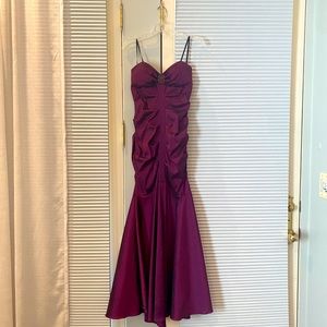 Purple Ruched Mermaid-Bodice Dress